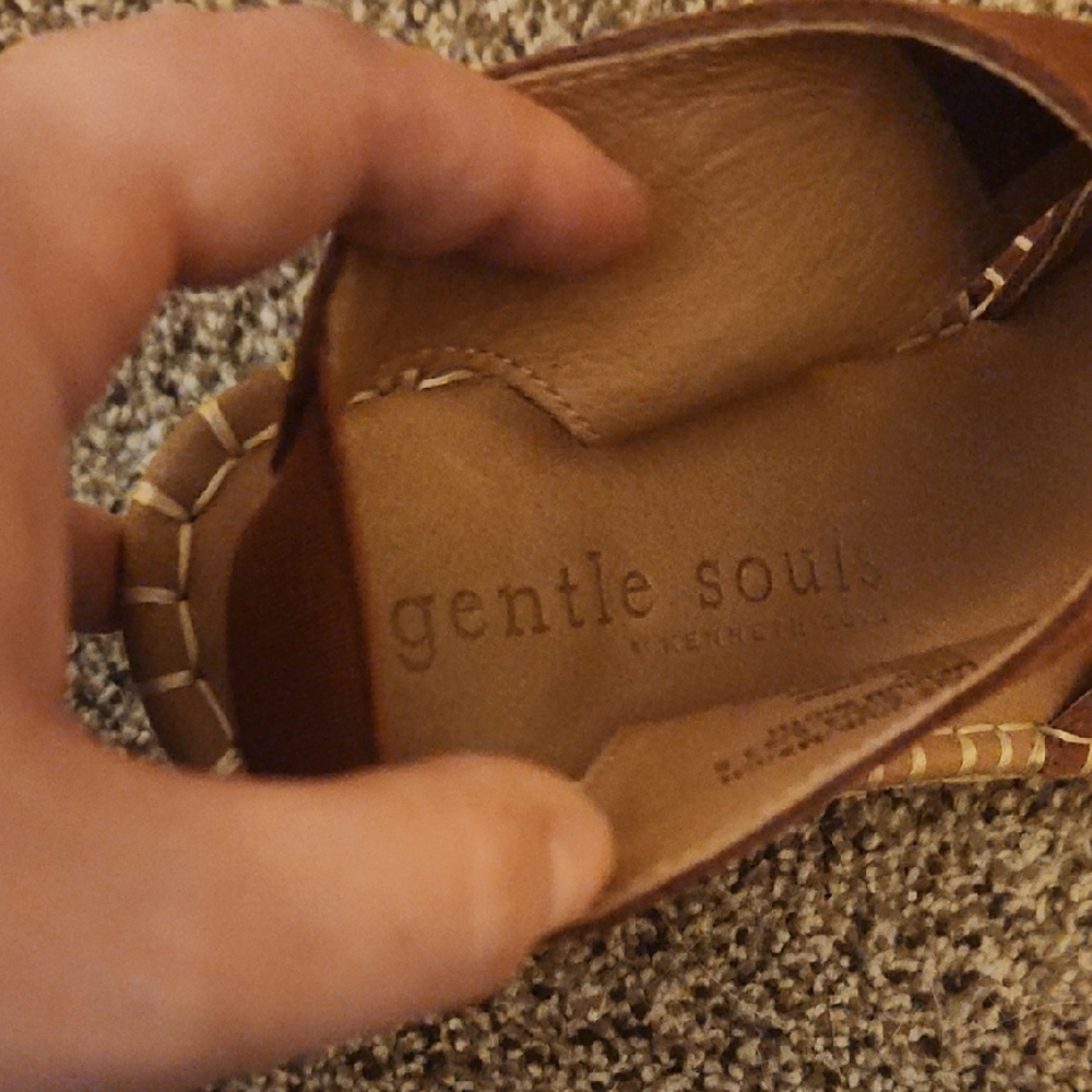 Gentle Souls Brown Suede Wedge Sandals Casual - Picture 5 of 7